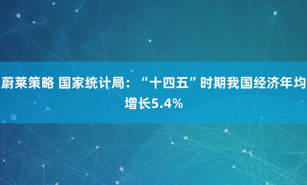 蔚莱策略 国家统计局：“十四五”时期我国经济年均增长5.4%